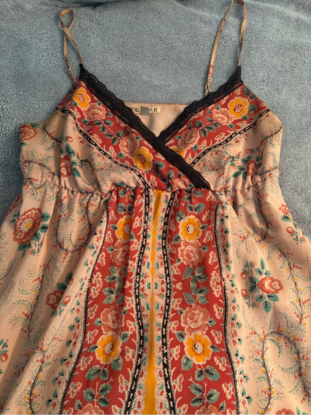 Vintage Y2K Cope Babydoll Slip Dress Tapestry Small - Picture 2 of 9